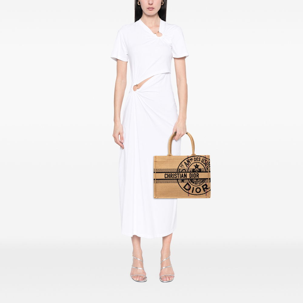 Pre-Loved Dior Medium Jute Embroidered Book Tote - Picture 7 of 7